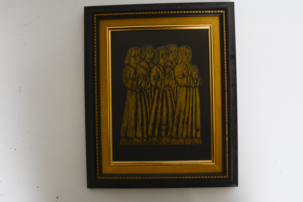 Collection of Framed, Etched Wall Decor