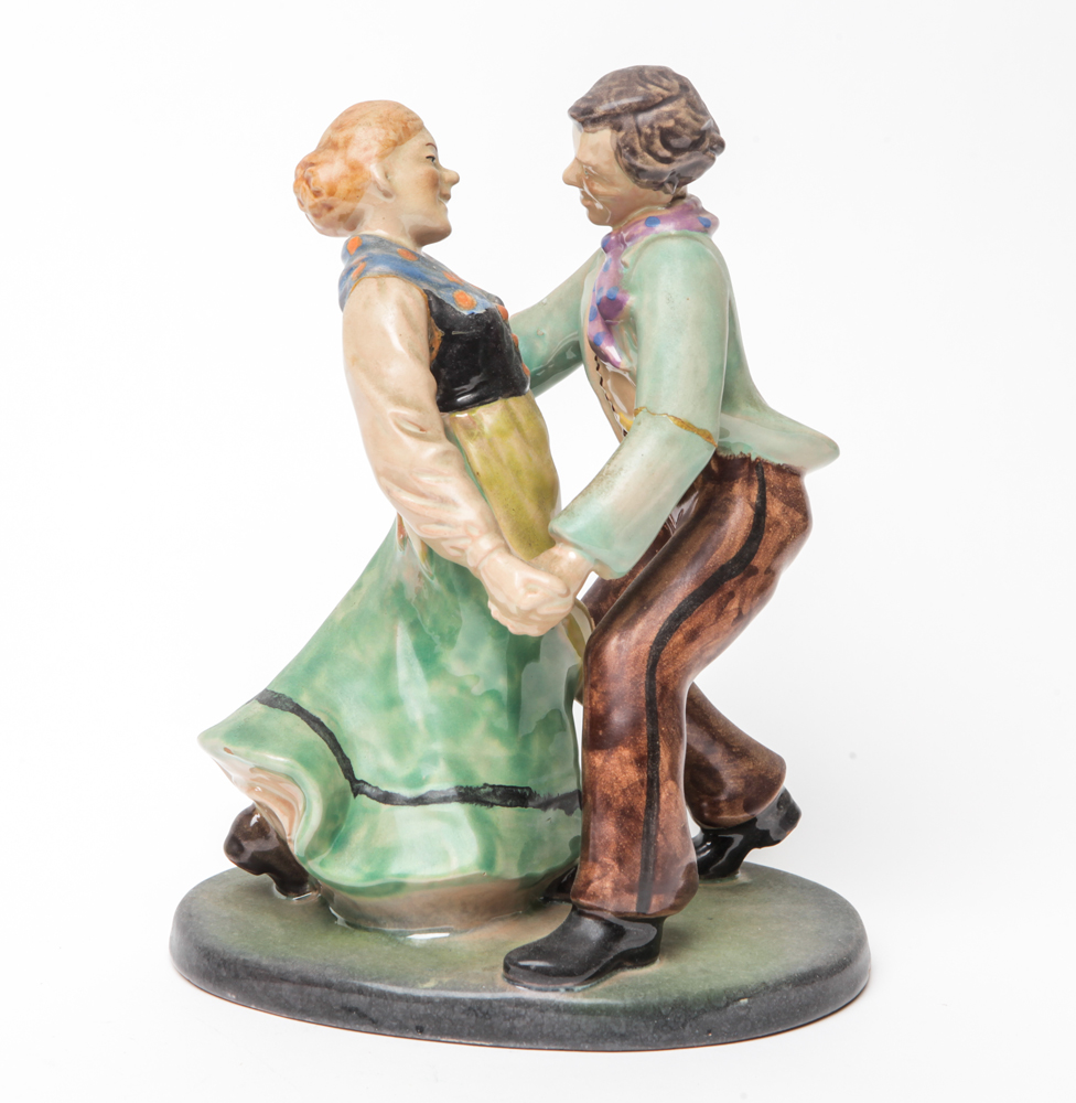 Vintage Ceramic Horn Blower and Dancing Couple