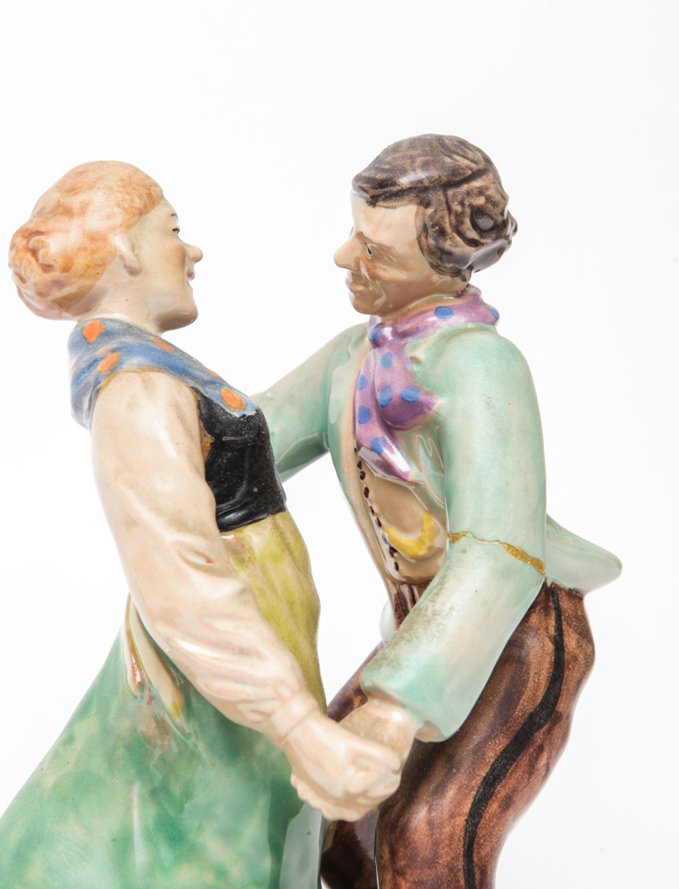 Vintage Ceramic Horn Blower and Dancing Couple