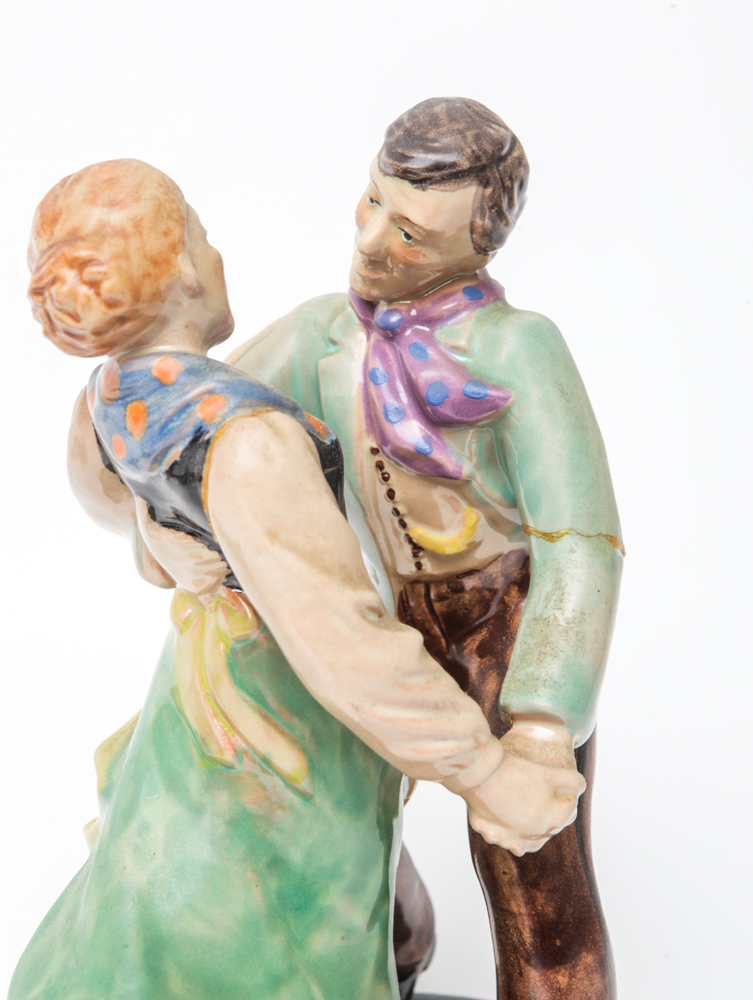 Vintage Ceramic Horn Blower and Dancing Couple
