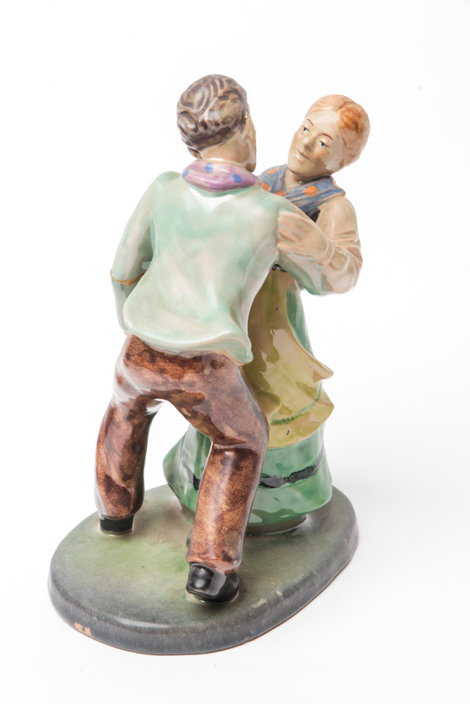Vintage Ceramic Horn Blower and Dancing Couple