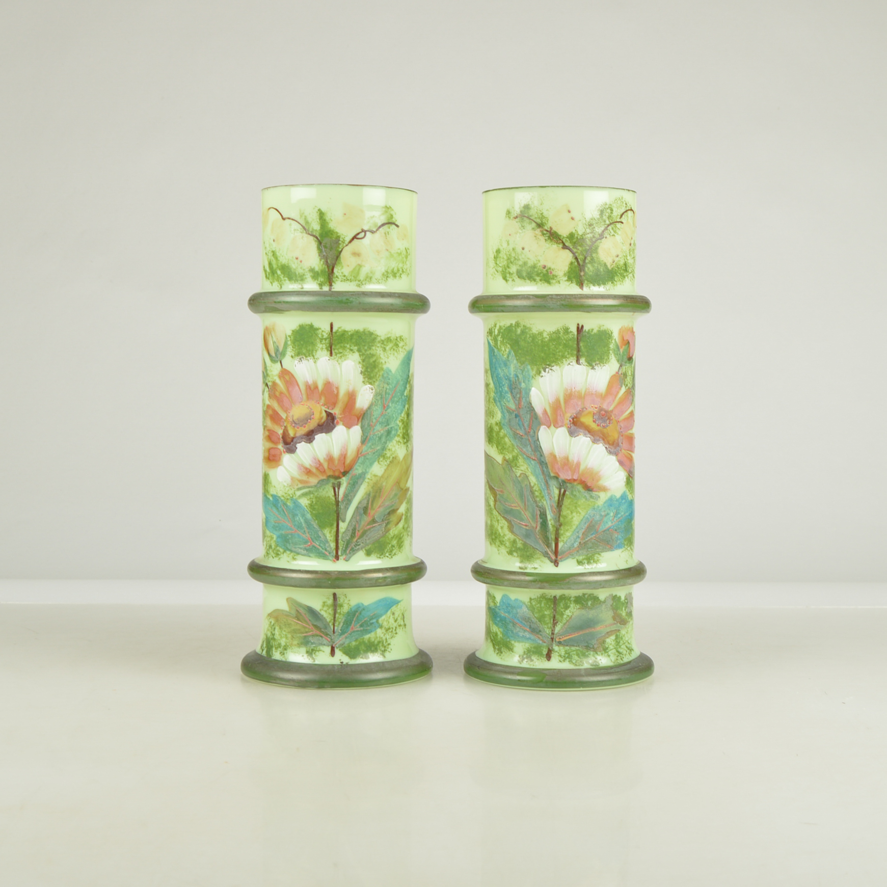 Pair of Decorative Vintage Cylinder Vases
