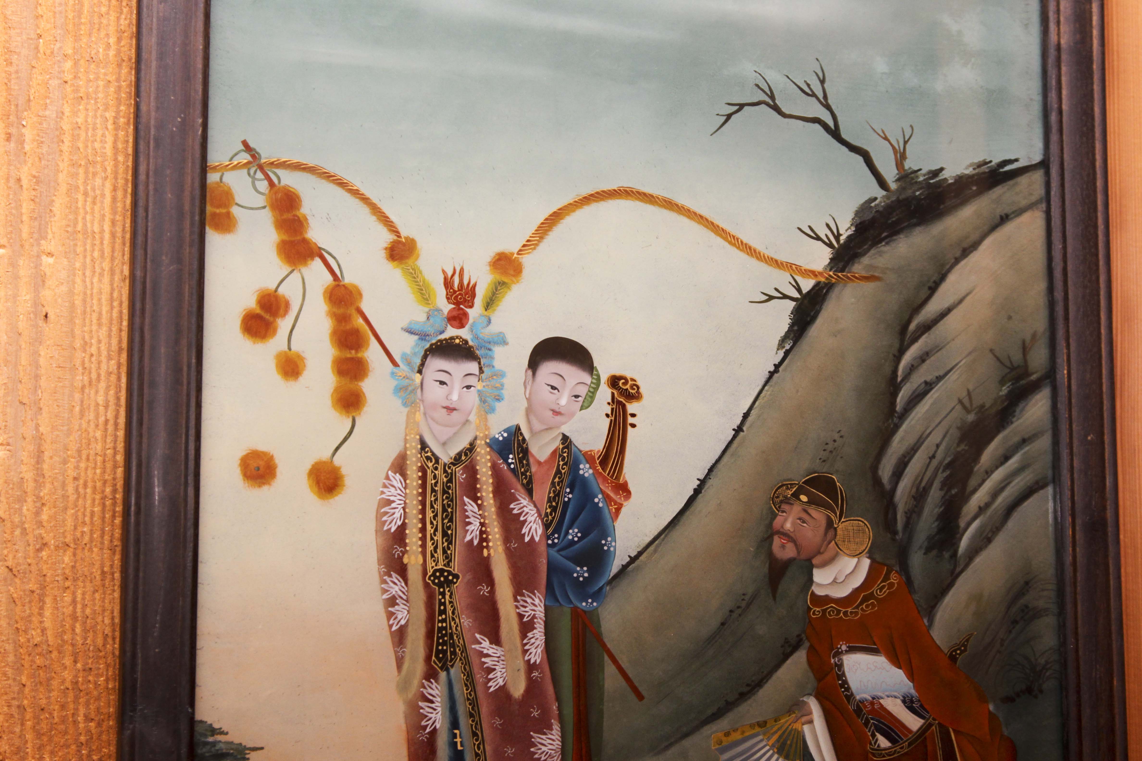 Antique Chinese "Gongbi Renwu" Style Painting of Peking Opera Singers Circa Late 1800's