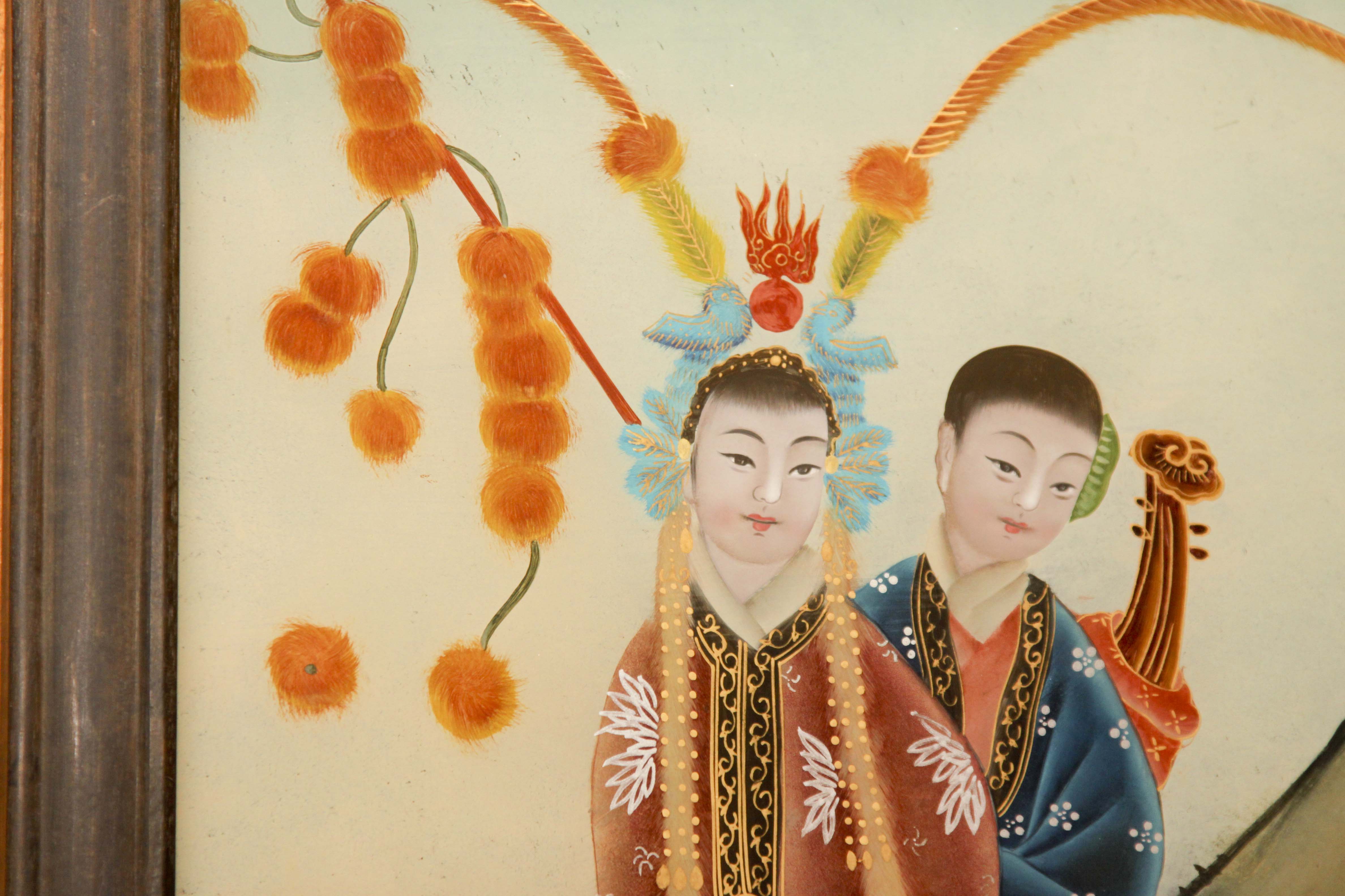 Antique Chinese "Gongbi Renwu" Style Painting of Peking Opera Singers Circa Late 1800's