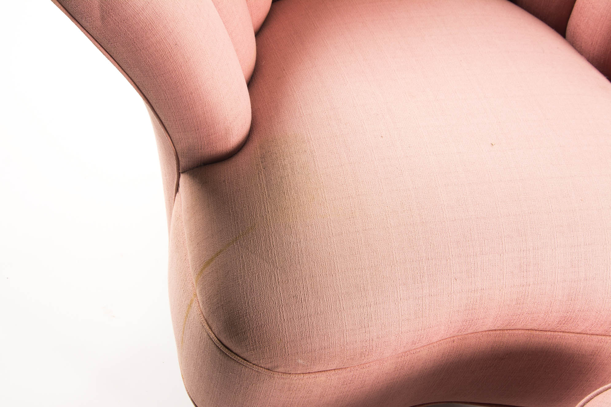 Modern Upholstered Pink Chair and Ottoman