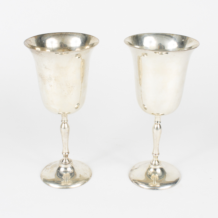 Pair of Silver Plated Water Goblets By Leonard Silver