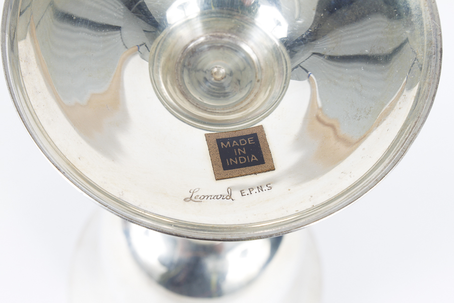 Pair of Silver Plated Water Goblets By Leonard Silver