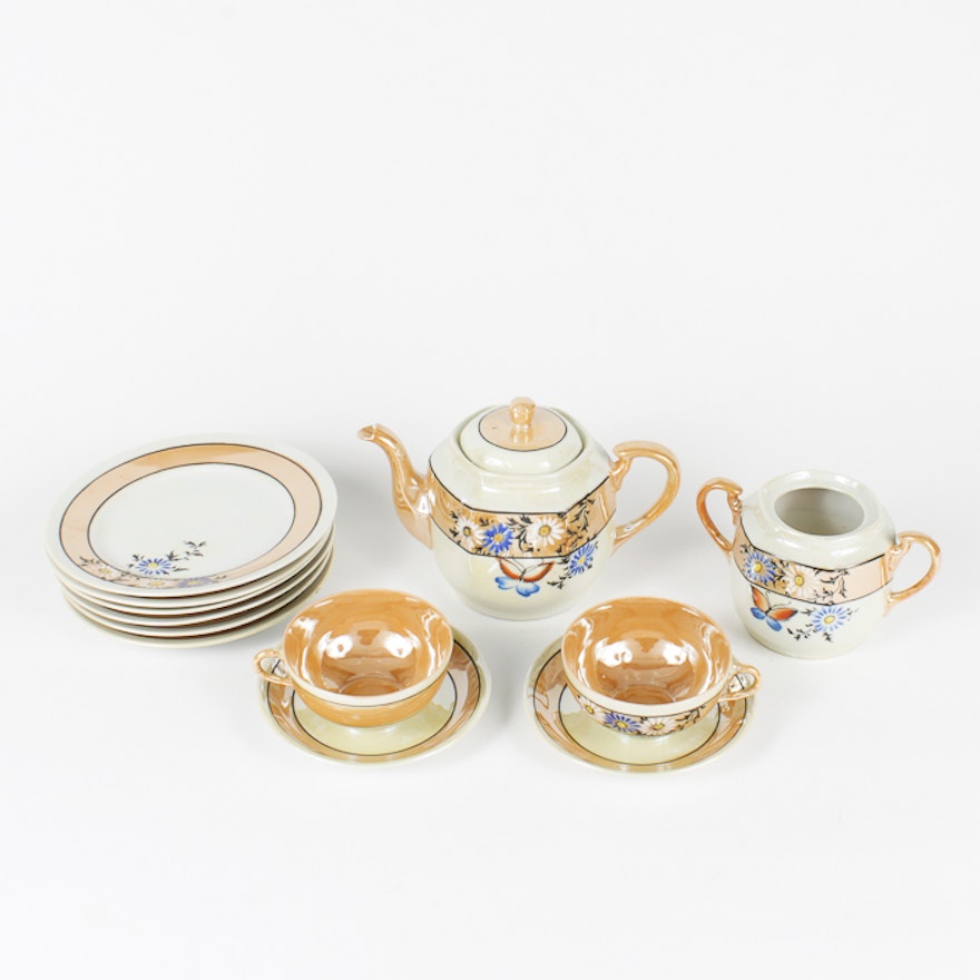 Vintage Japanese Hand Painted Lusterware Tea Set