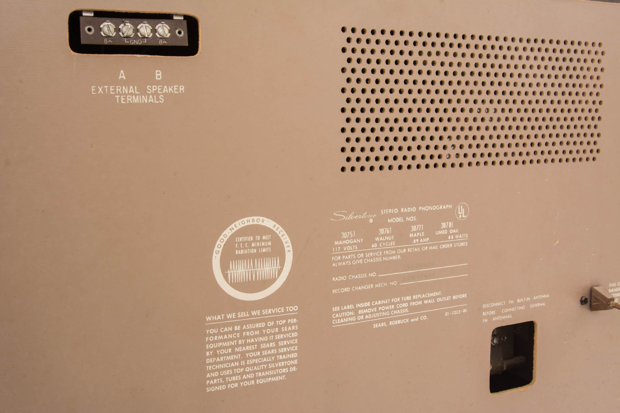 Silvertone Stereo Phonograph Console Cabinet