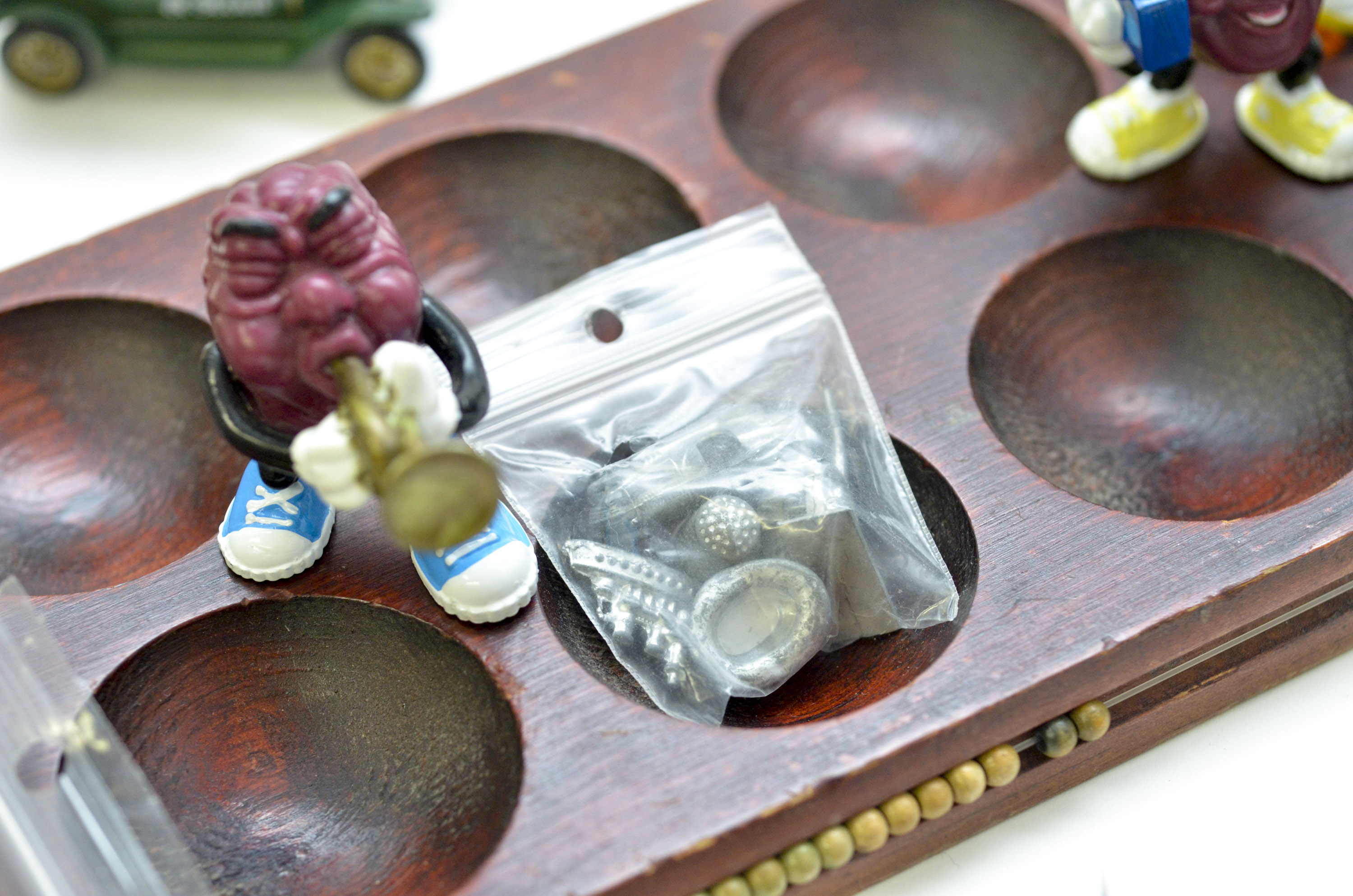 Vintage Mancala Board and Collection of Toys