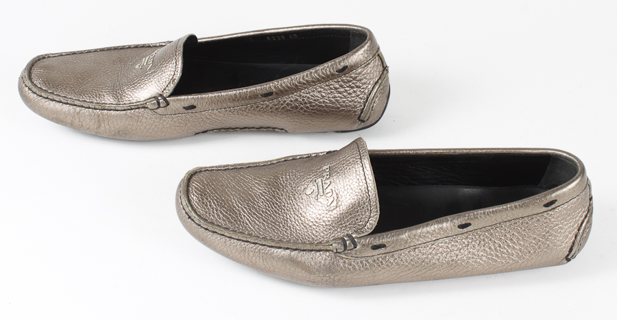 Women's Bronze Leather Prada Loafers
