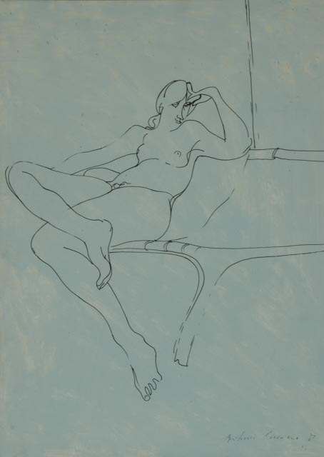 Antonio Ciccone Original Contour Line Ink Drawing