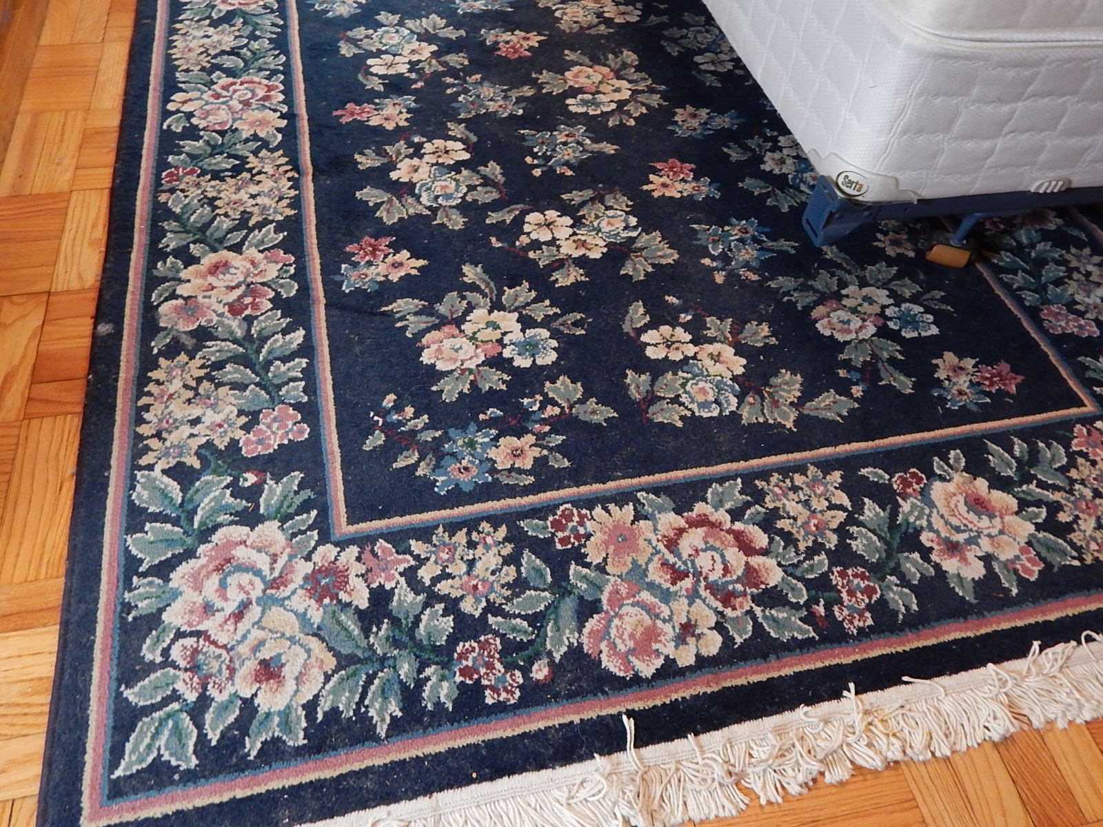 Dark Navy Floral Rug