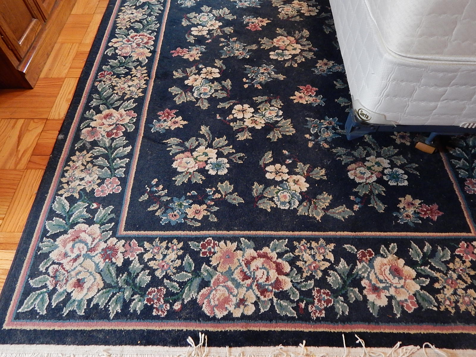 Dark Navy Floral Rug