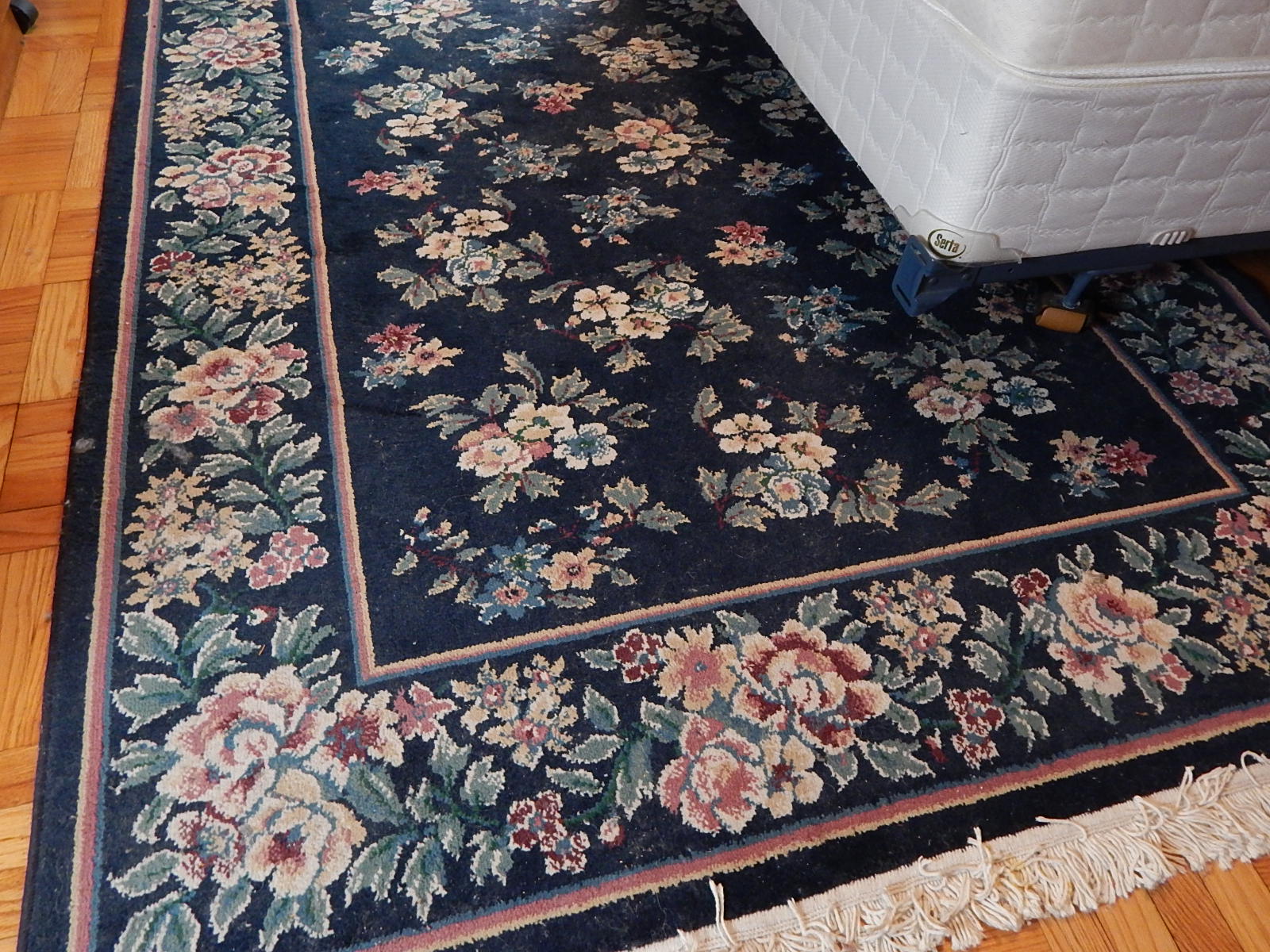 Dark Navy Floral Rug