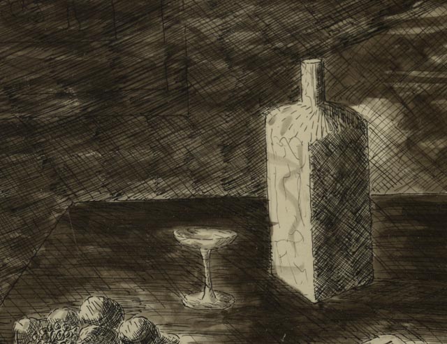 J. Skop Original Vintage Ink Drawing "Still Life"