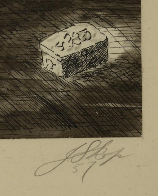 J. Skop Original Vintage Ink Drawing "Still Life"