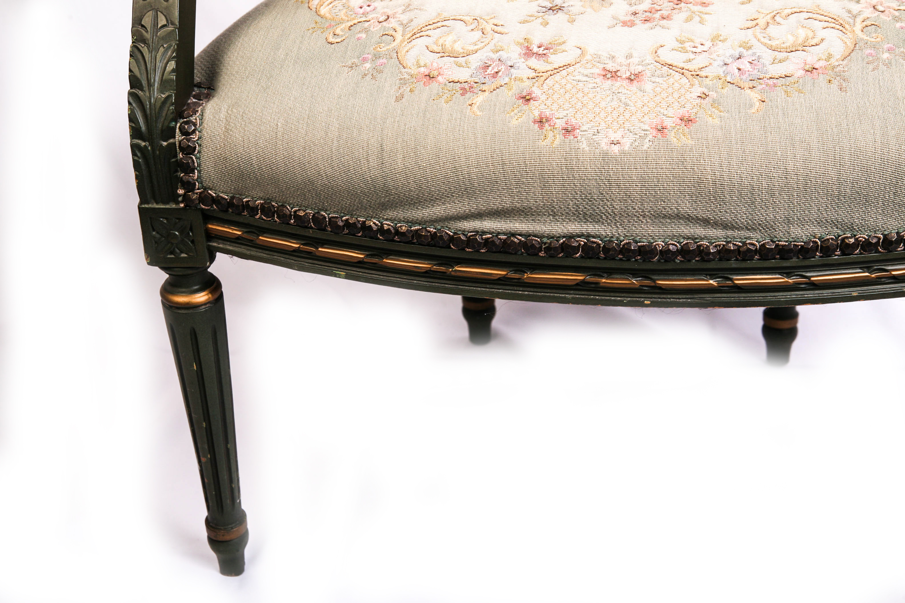 Ribbon Carved Louis XV Style Fauteuil with Needlepoint Tapestry