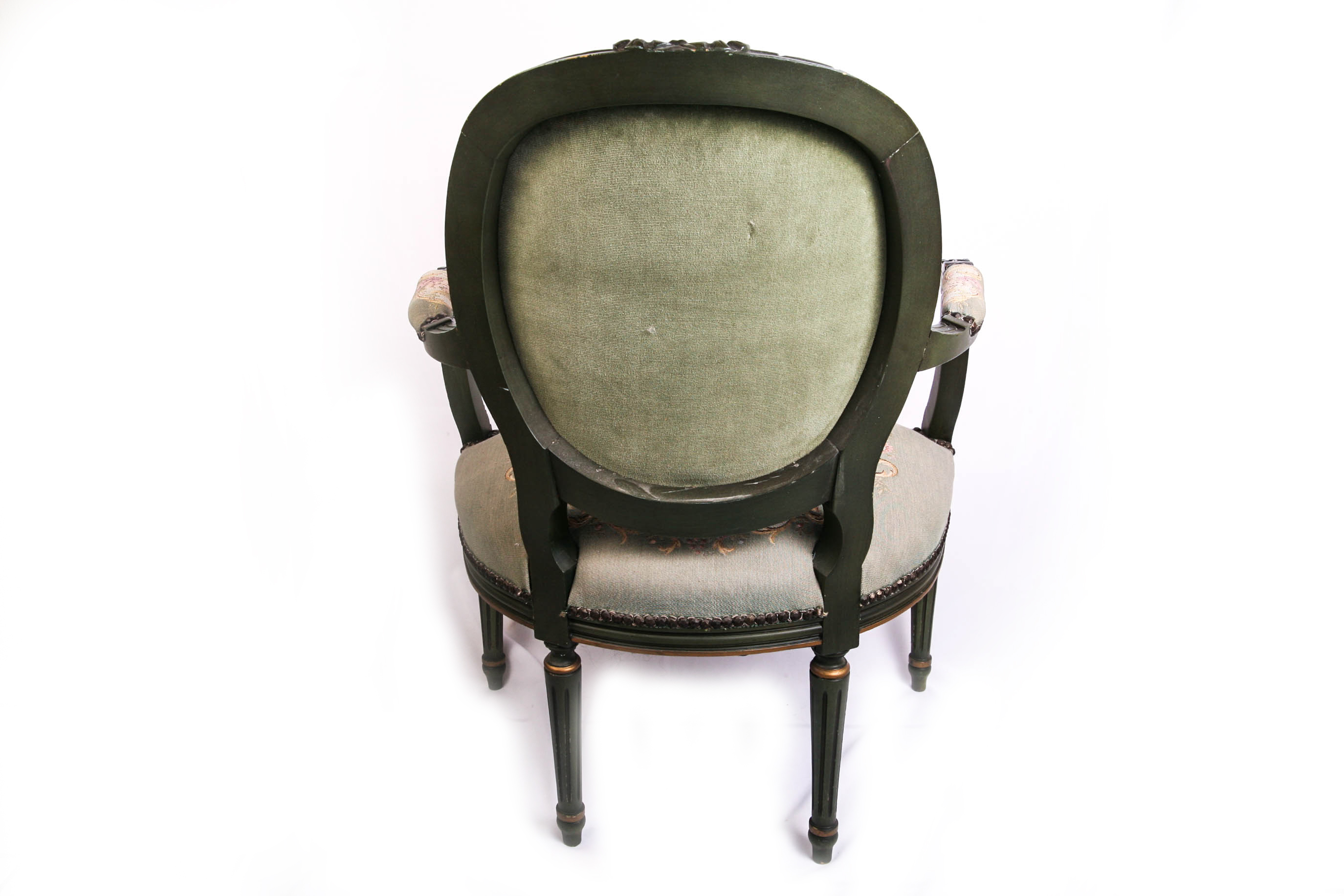 Ribbon Carved Louis XV Style Fauteuil with Needlepoint Tapestry