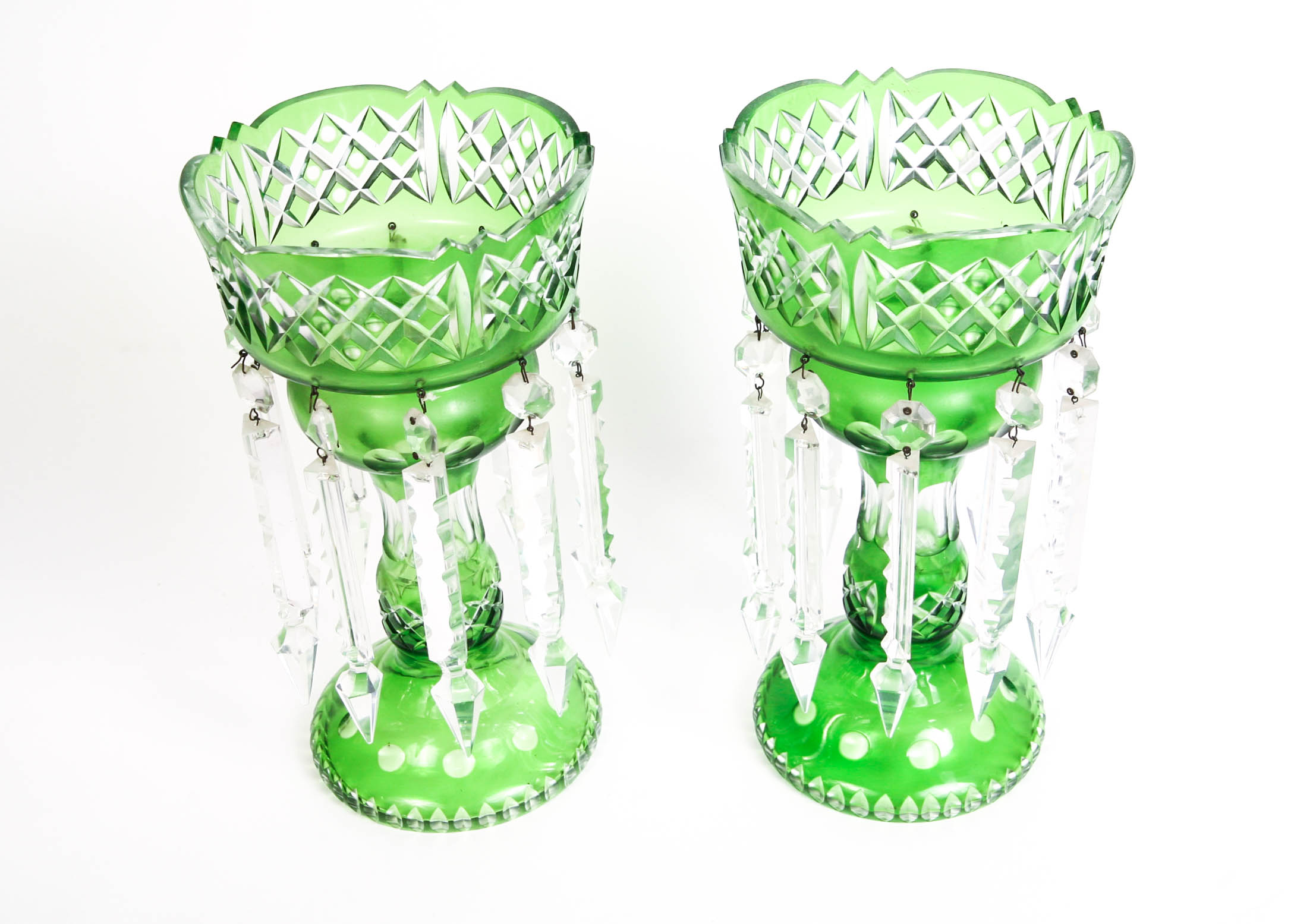 Pair of Antique Crystal Lusters