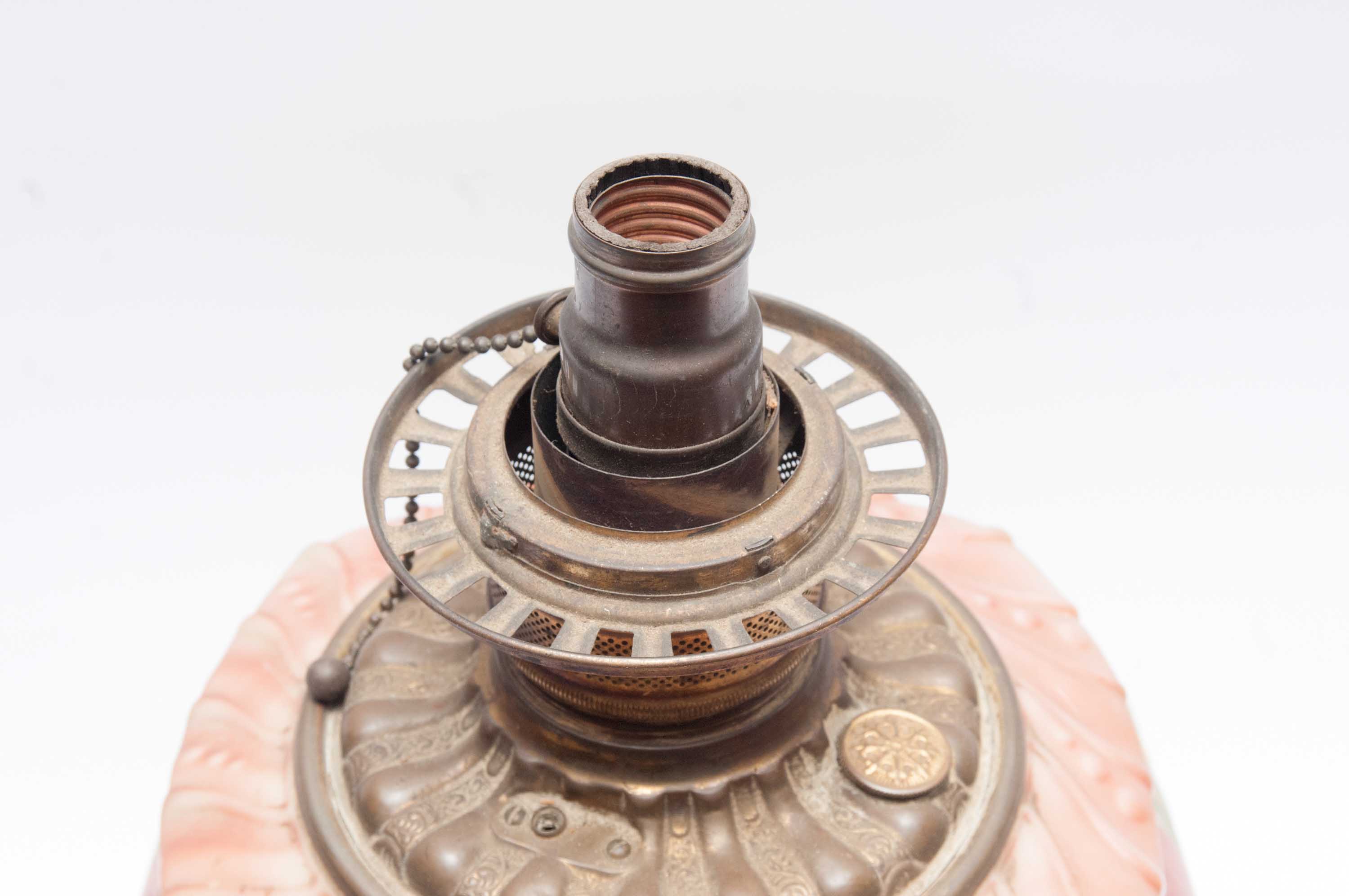 Antique Hand Painted Converted Oil Lamp