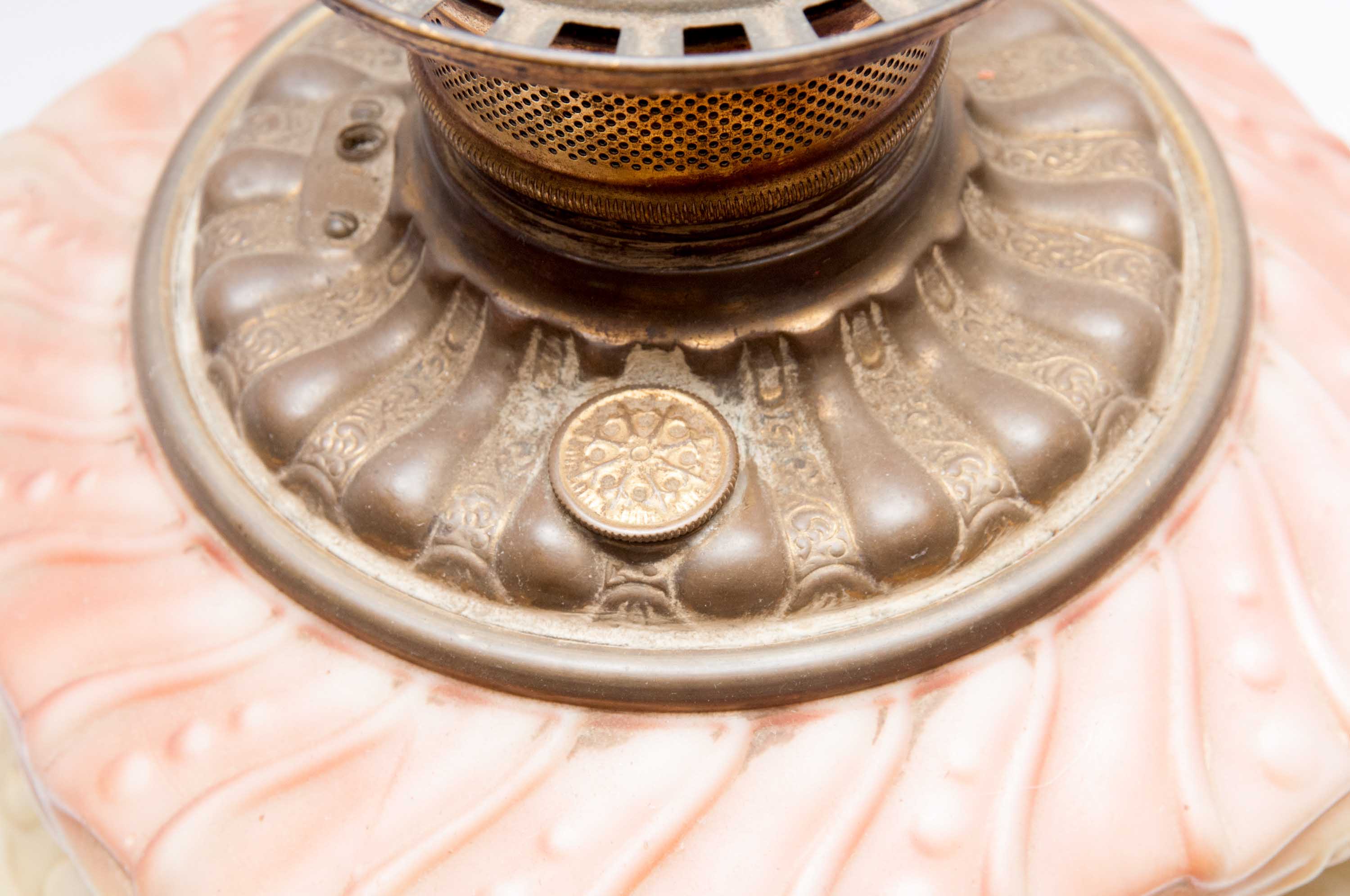 Antique Hand Painted Converted Oil Lamp