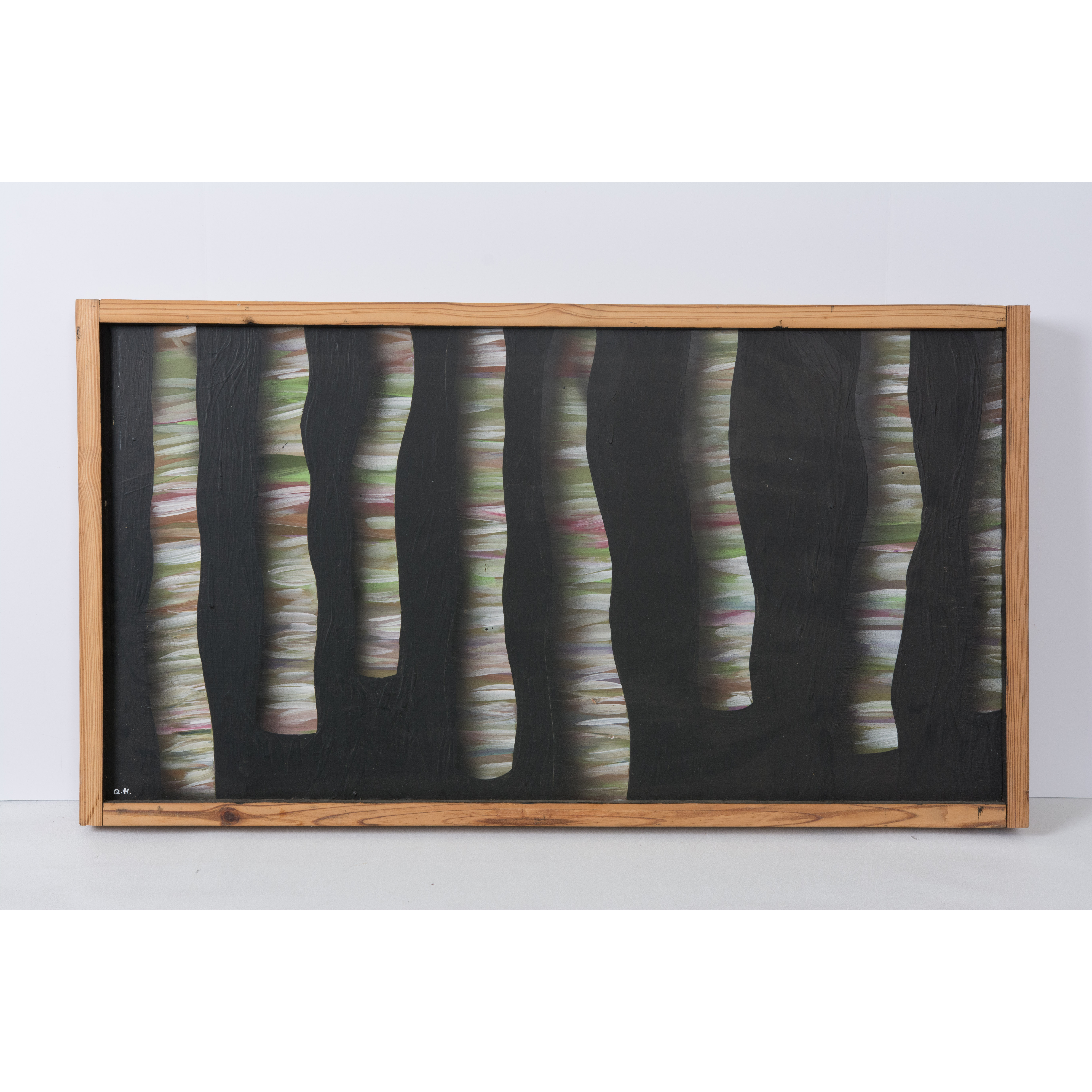 Signed Q.H. Abstract Painting on Fabric