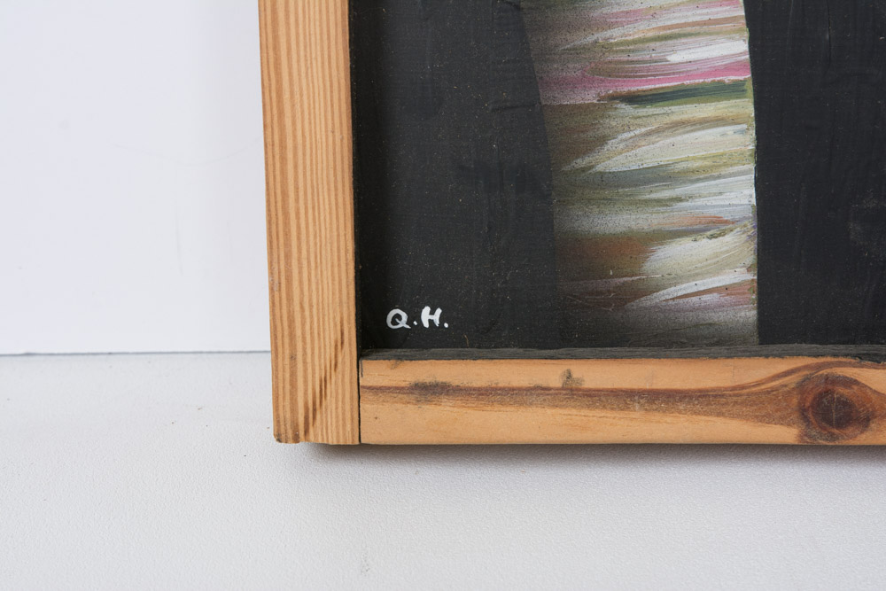 Signed Q.H. Abstract Painting on Fabric