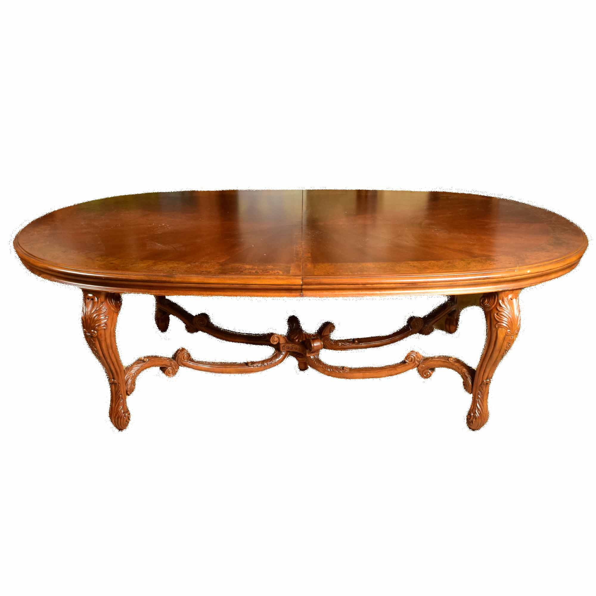 Burl and Mixed Hardwoods Rococo Style Dining Room Table