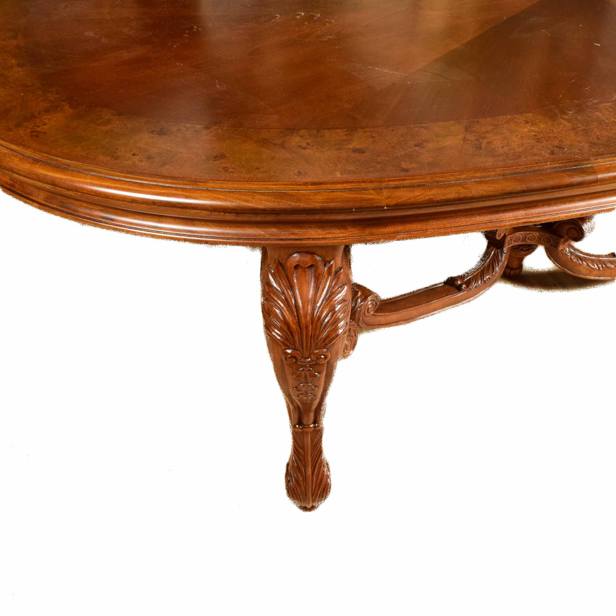 Burl and Mixed Hardwoods Rococo Style Dining Room Table