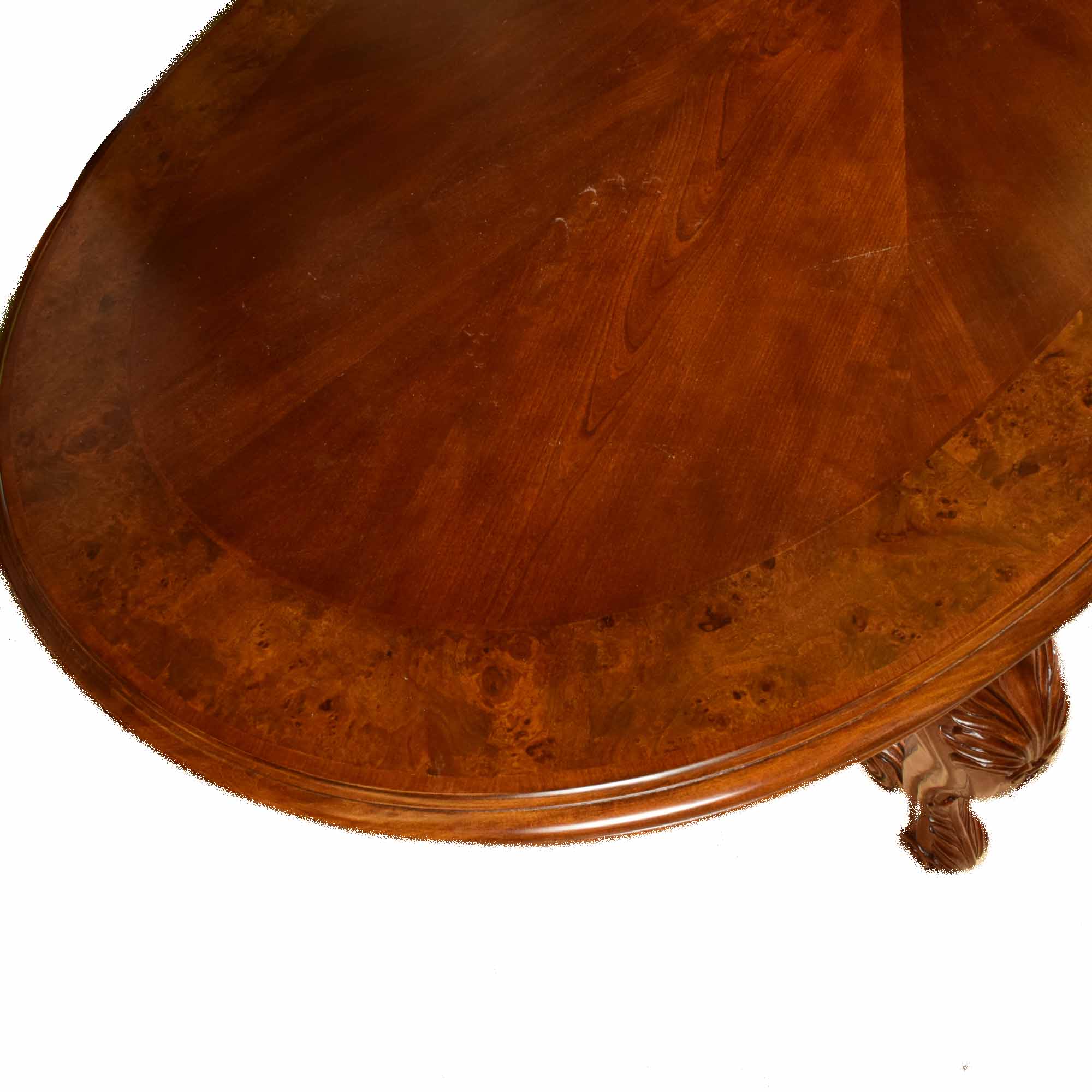 Burl and Mixed Hardwoods Rococo Style Dining Room Table