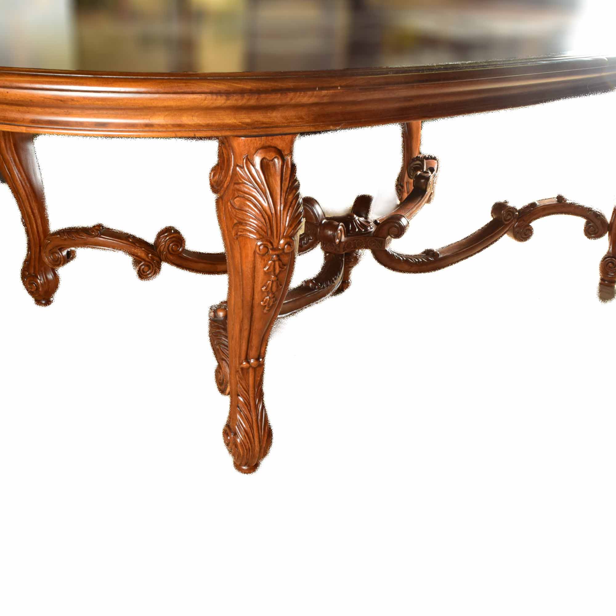Burl and Mixed Hardwoods Rococo Style Dining Room Table