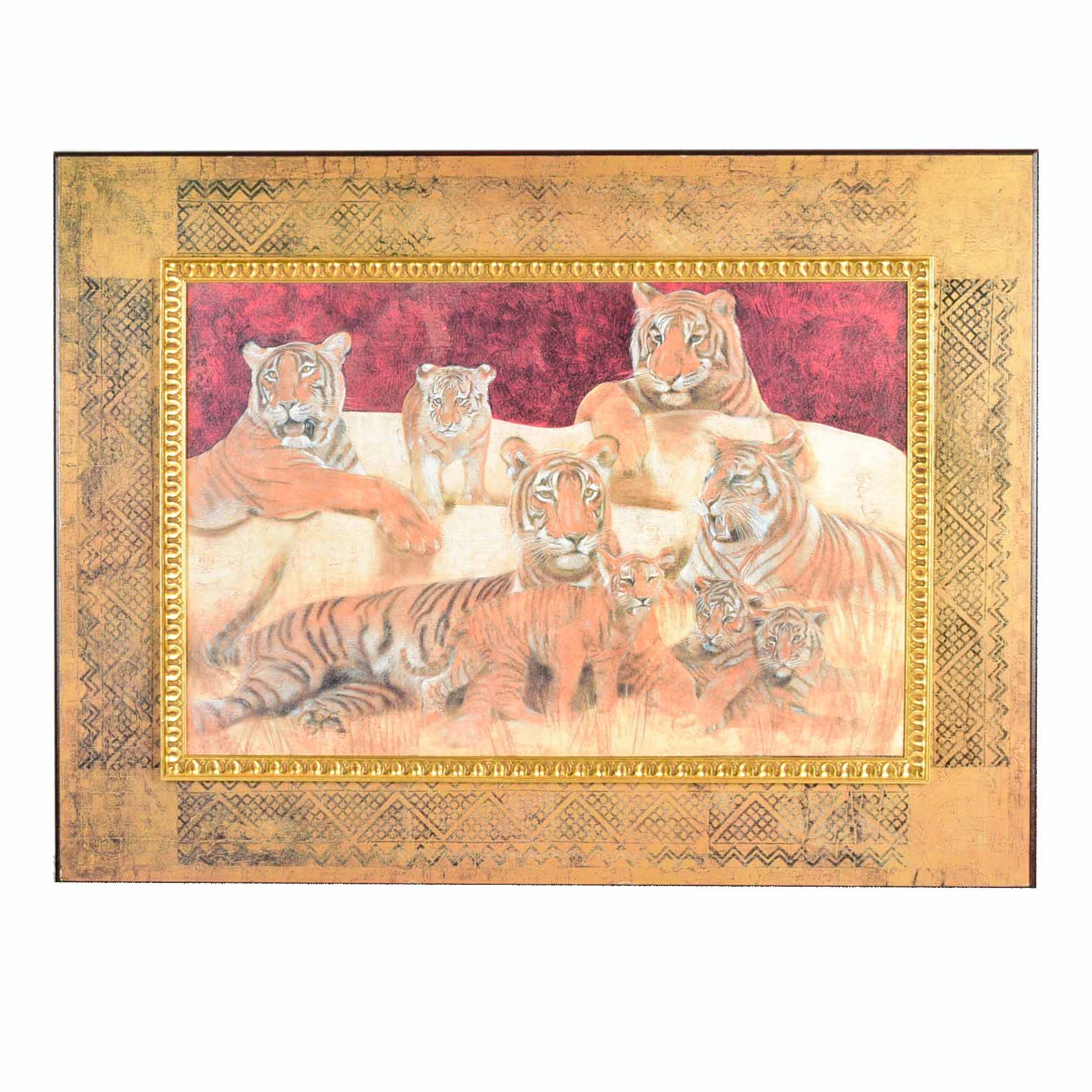 Richard Hall Tiger Montage Textured Print on Canvas