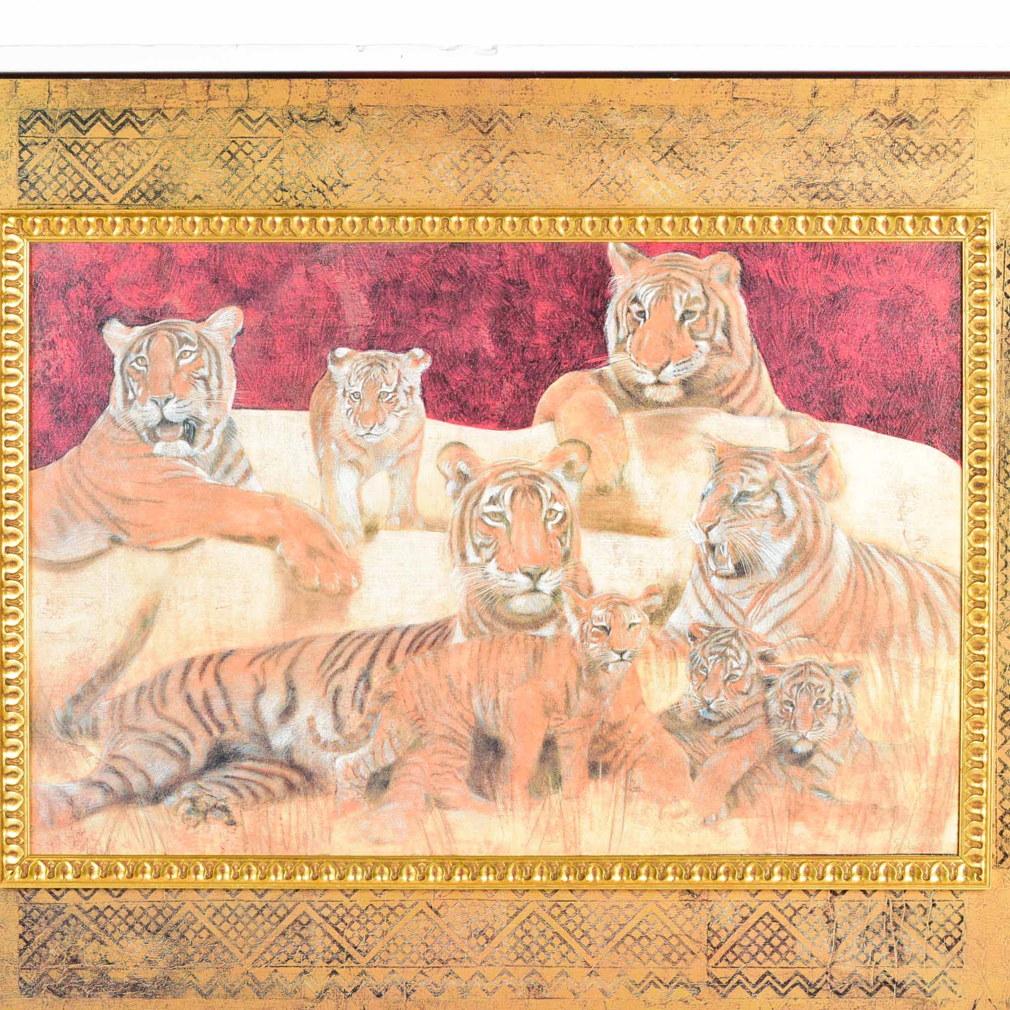 Richard Hall Tiger Montage Textured Print on Canvas