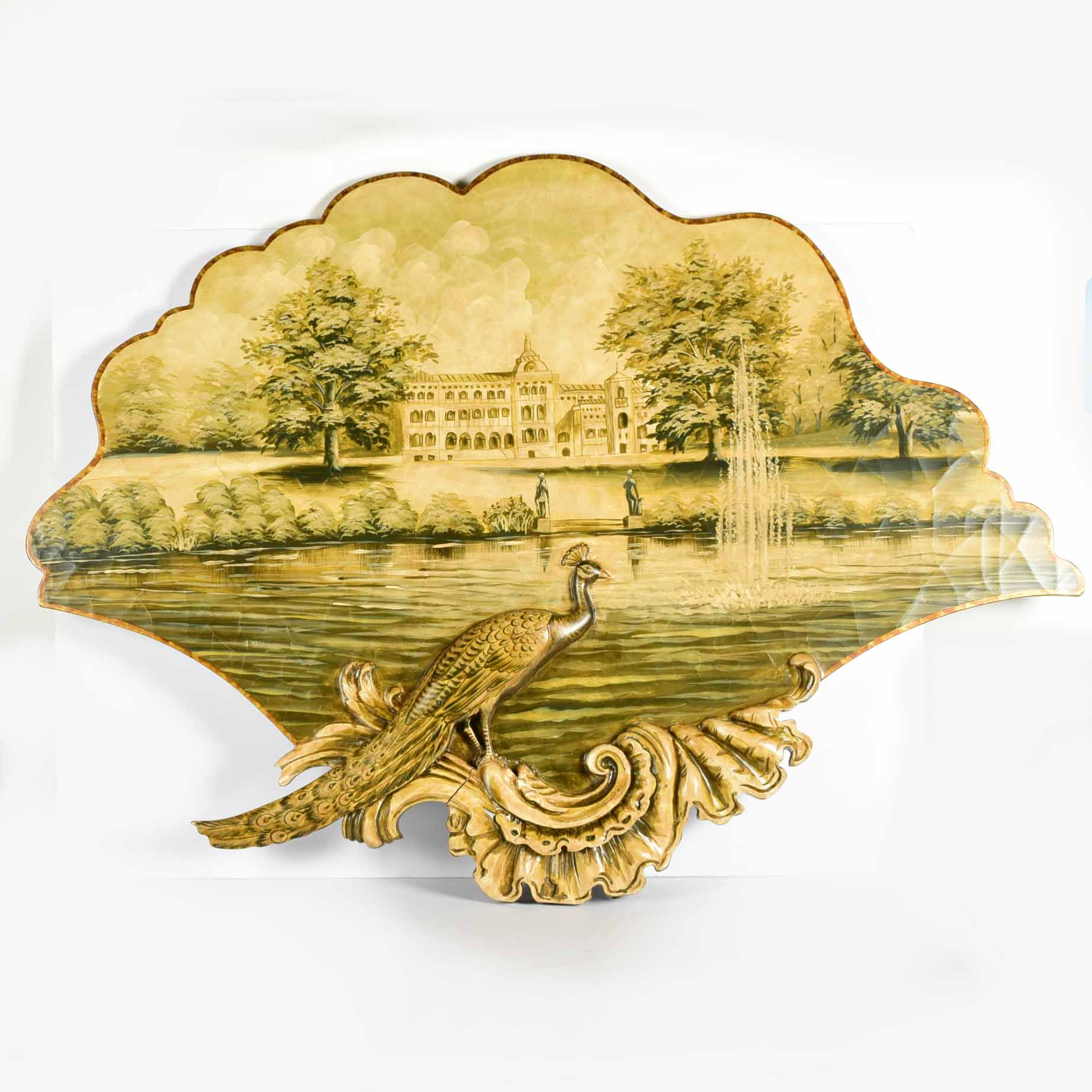 Wall Plaque Painting with Peacock Accent