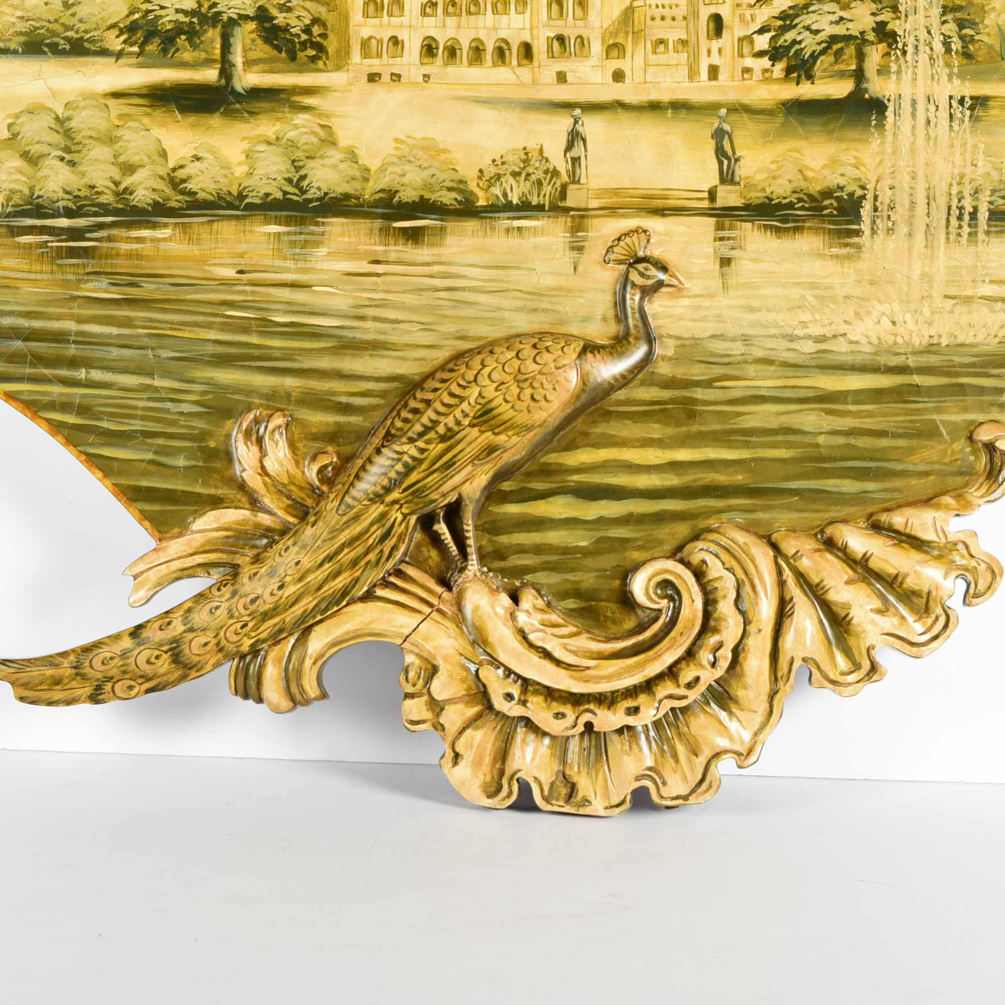 Wall Plaque Painting with Peacock Accent