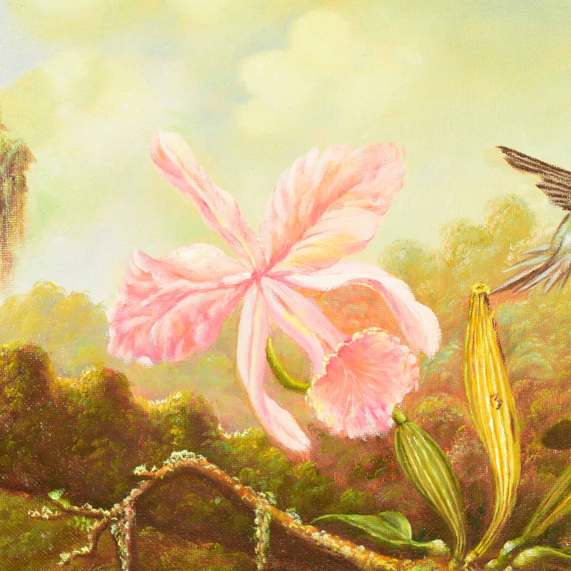 Original Oil Painting on Canvas of Hummingbirds and Flowers