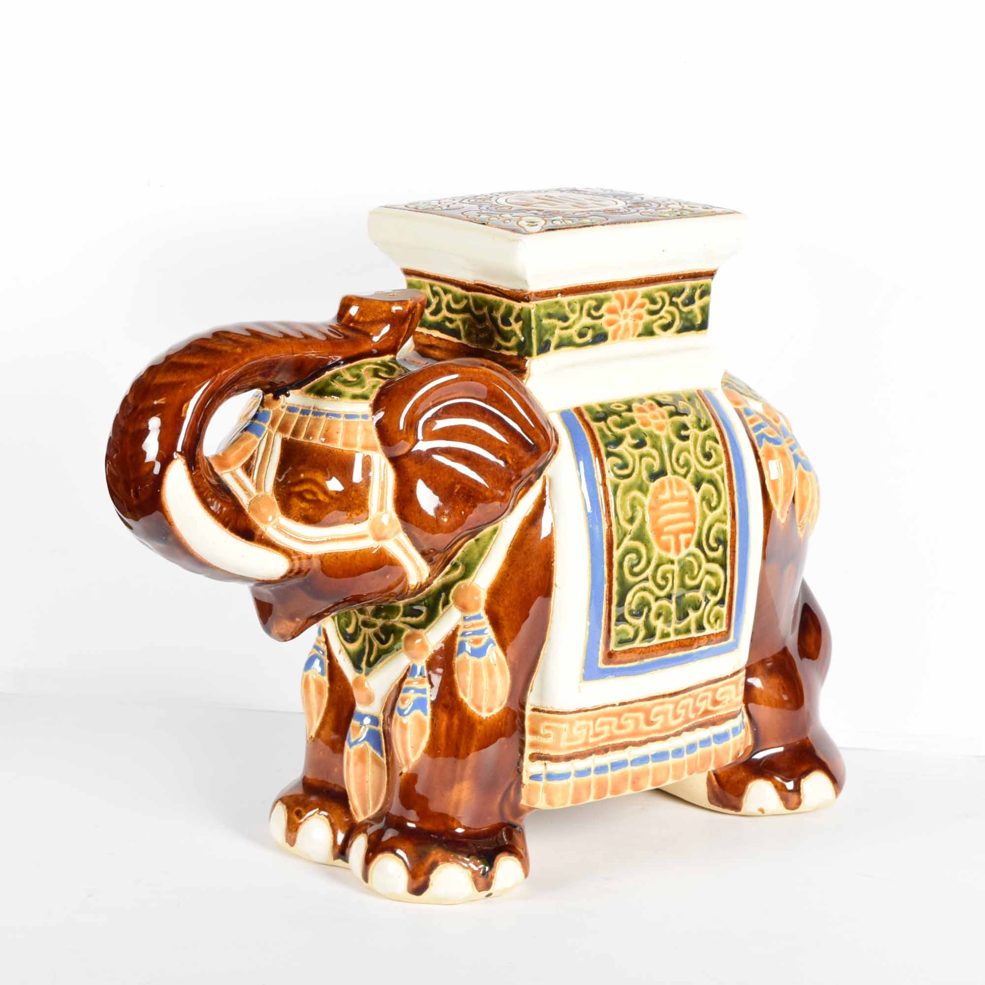 Ceramic Elephant Garden Seat