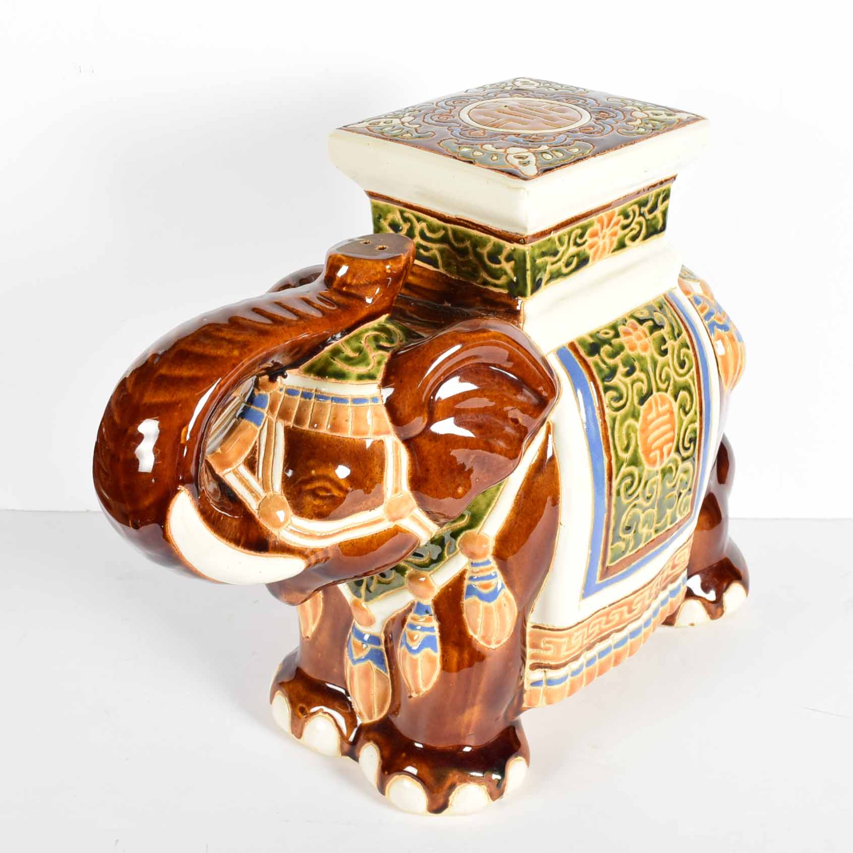 Ceramic Elephant Garden Seat