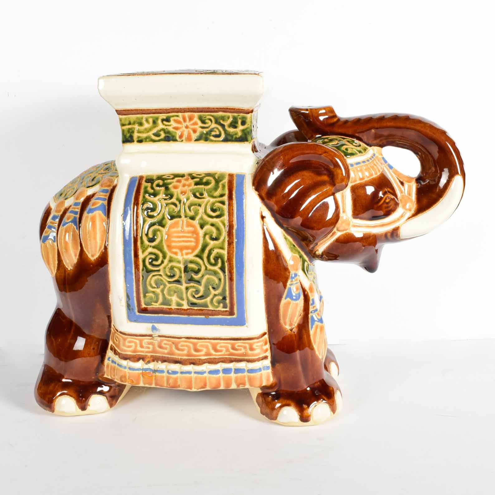 Ceramic Elephant Garden Seat