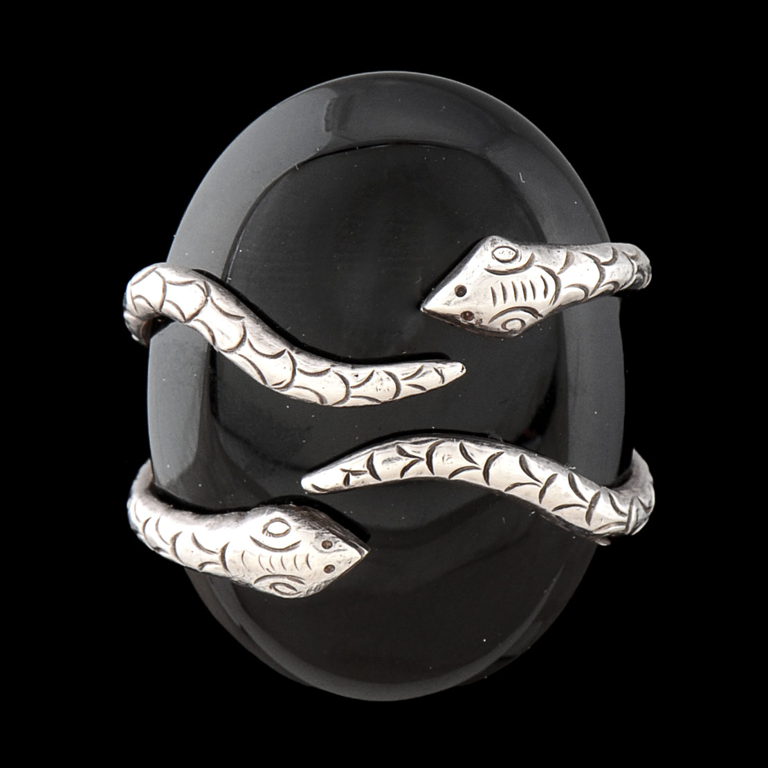 Large Black Onyx and Sterling Silver Statement Ring