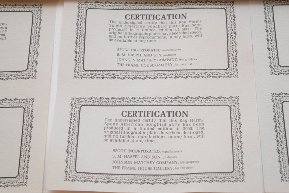 Six Ray Harm for Spode Collector Songbird Plates