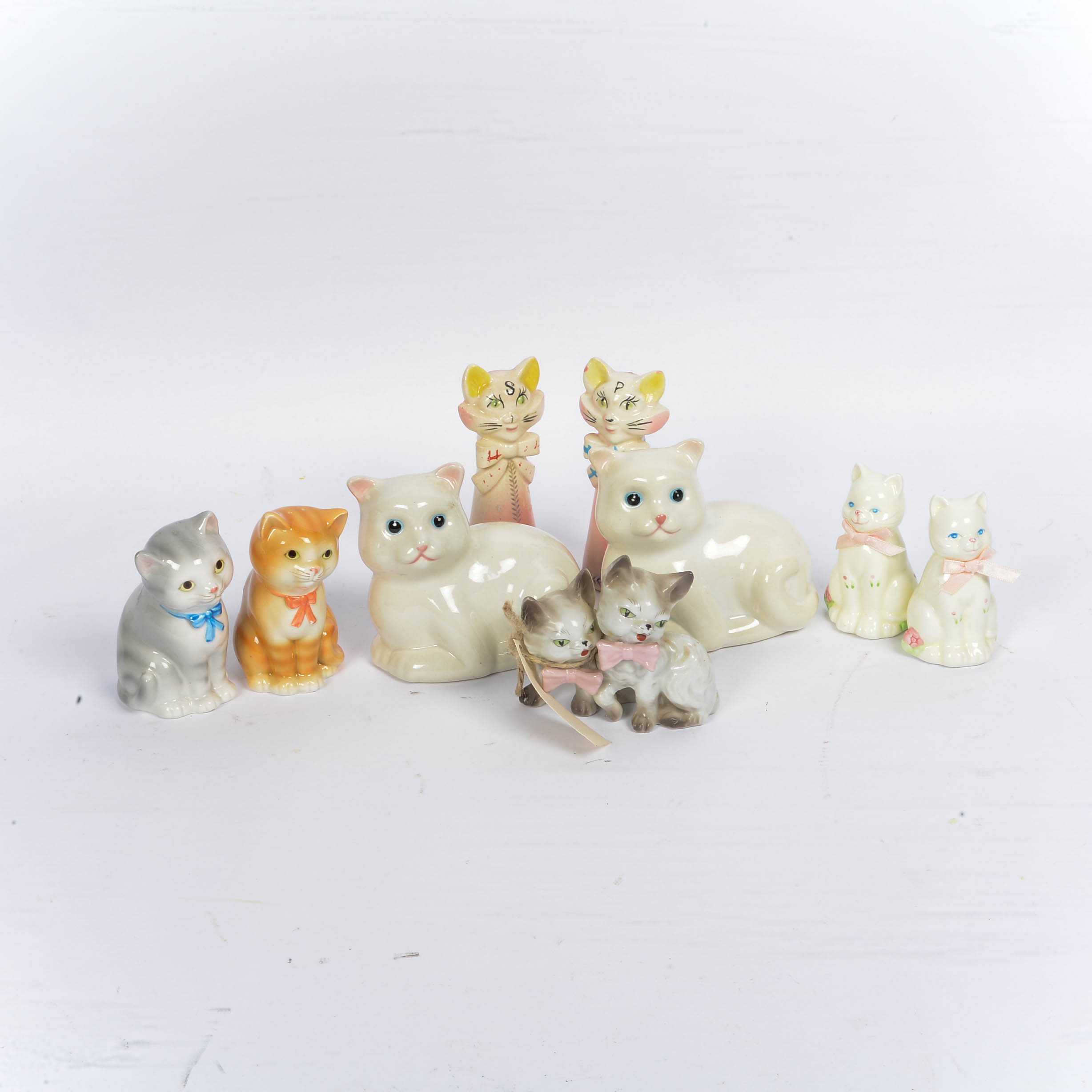 Collection of Vintage Ceramic Cat Salt and Pepper Shakers
