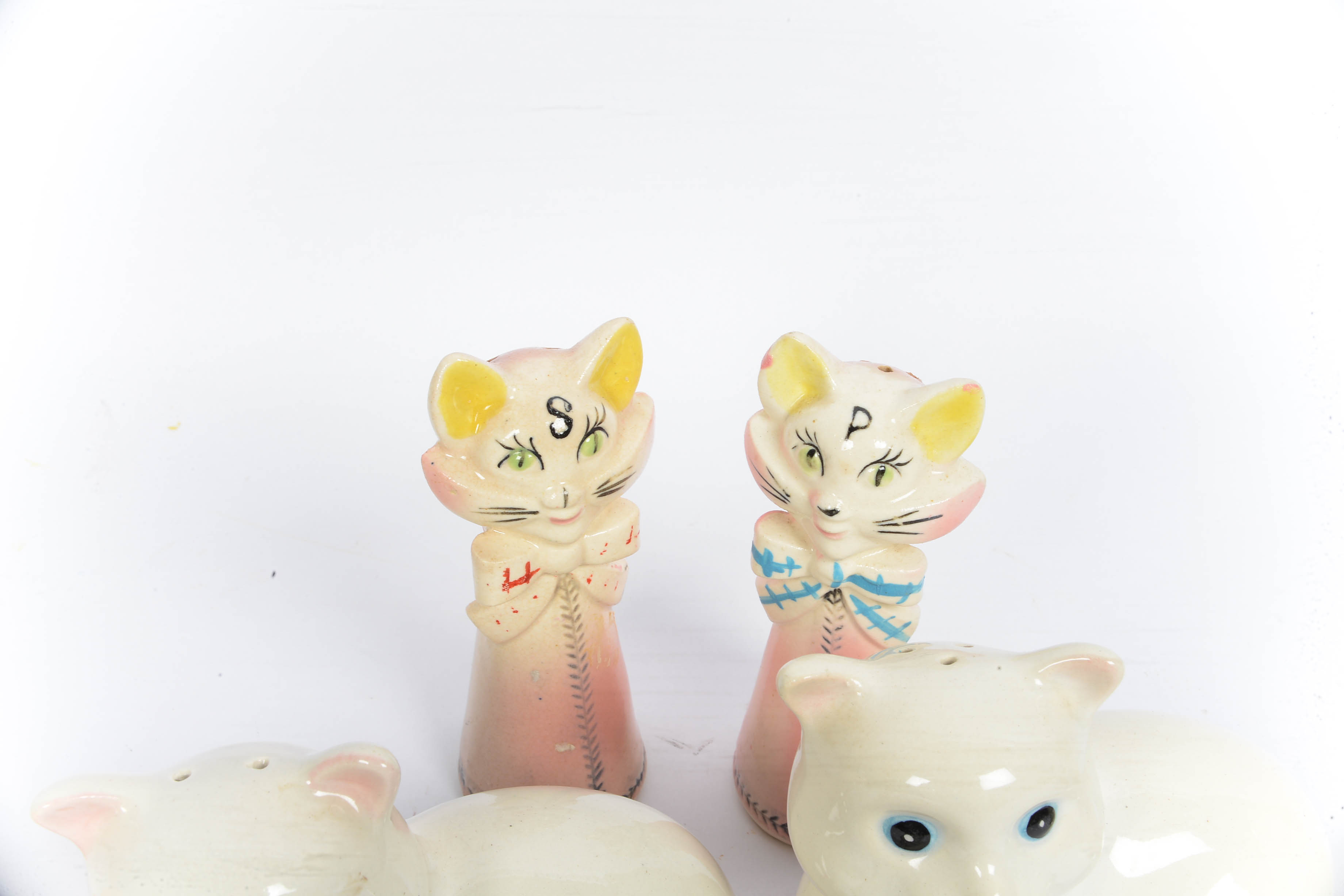 Collection of Vintage Ceramic Cat Salt and Pepper Shakers
