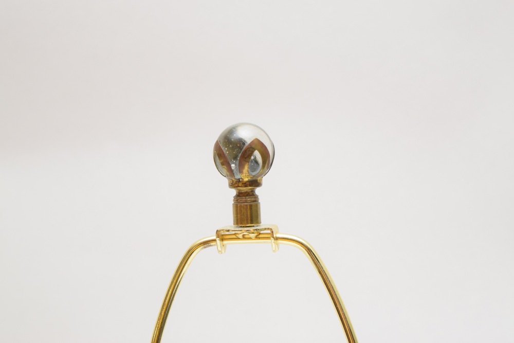 Pair of Vintage Etched Ruby Glass Lamps on Marble