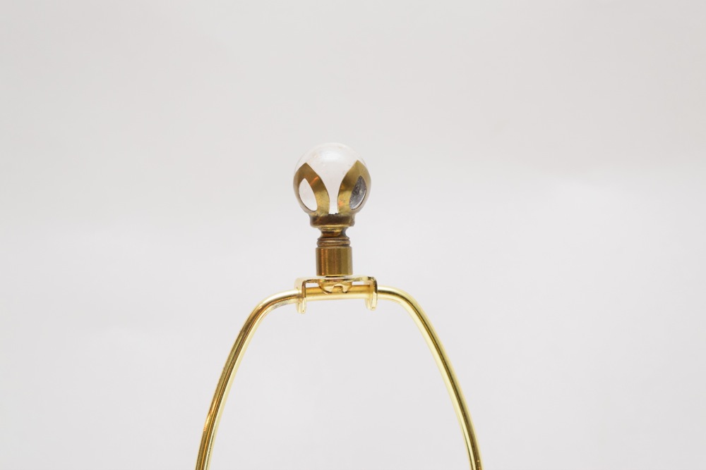 Pair of Vintage Etched Ruby Glass Lamps on Marble