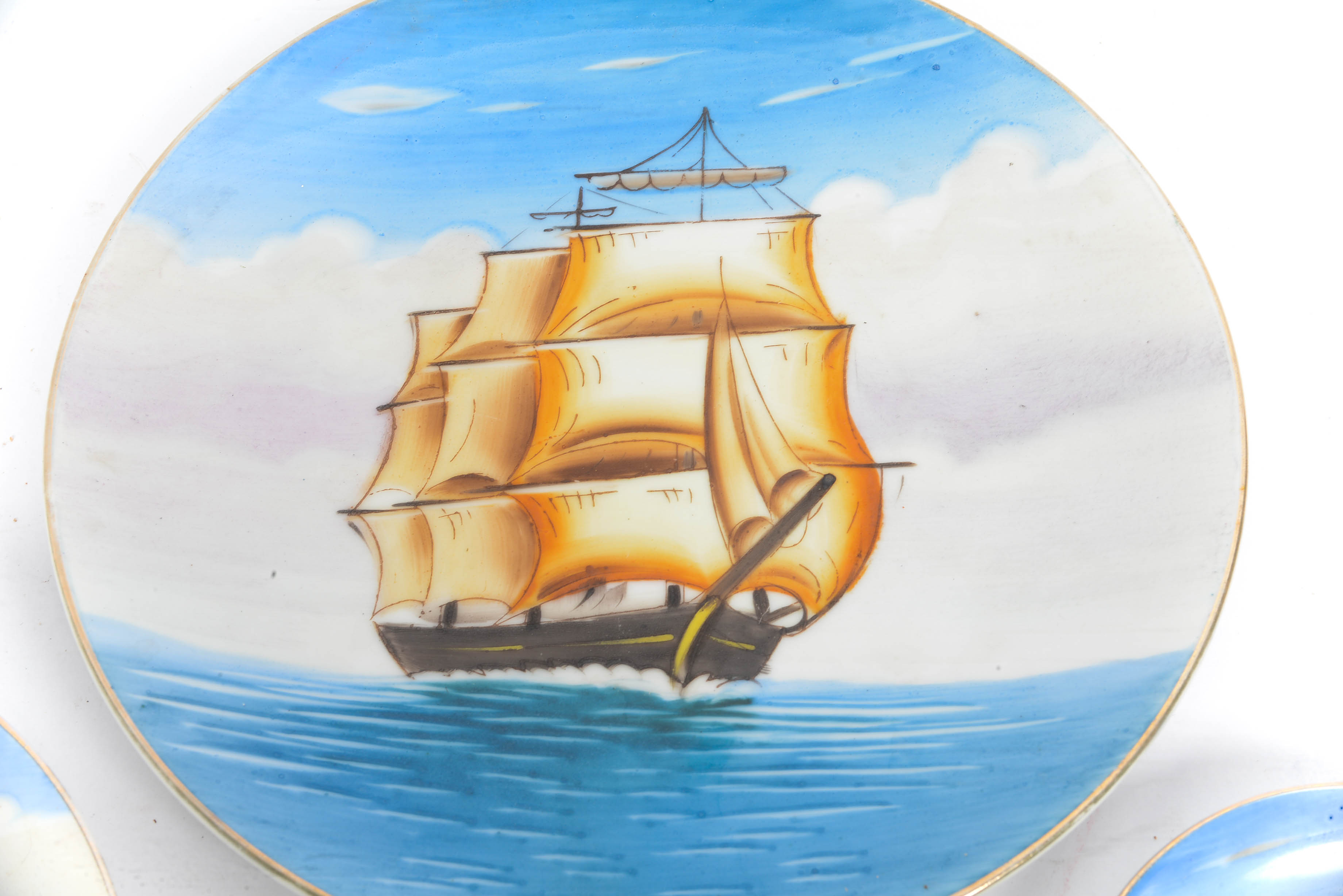 Four Aiyo China Occupied Japan Sailboat Plates