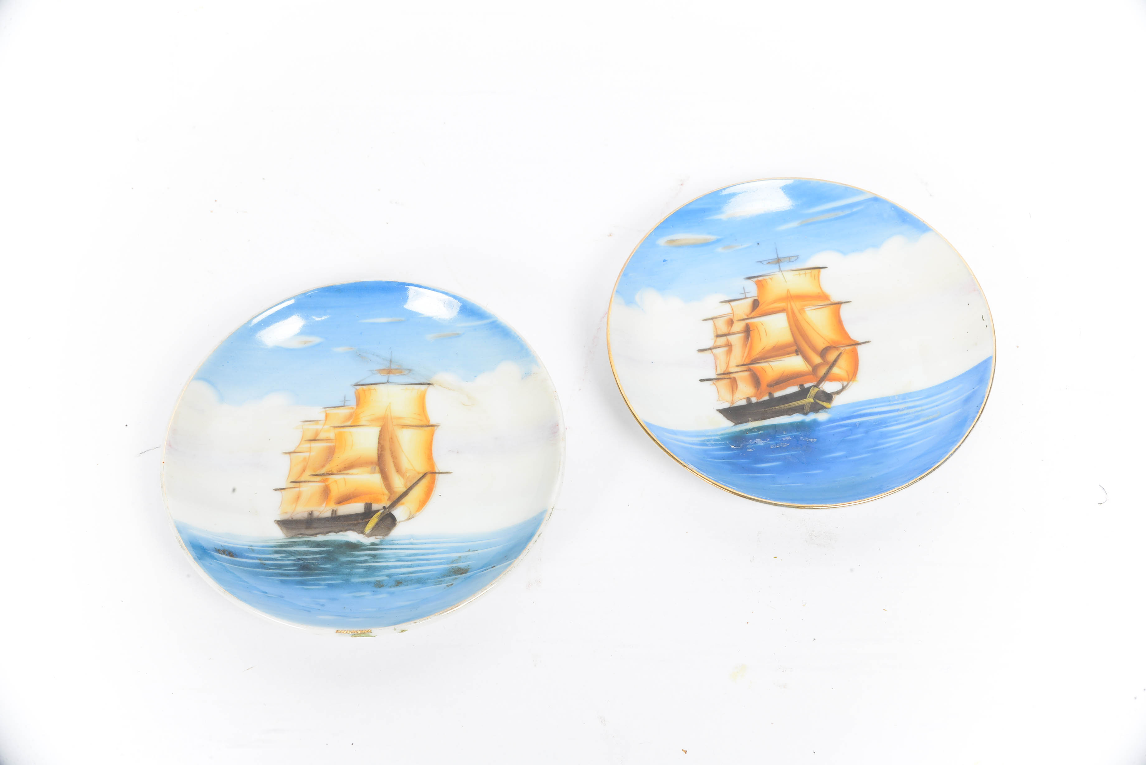 Four Aiyo China Occupied Japan Sailboat Plates