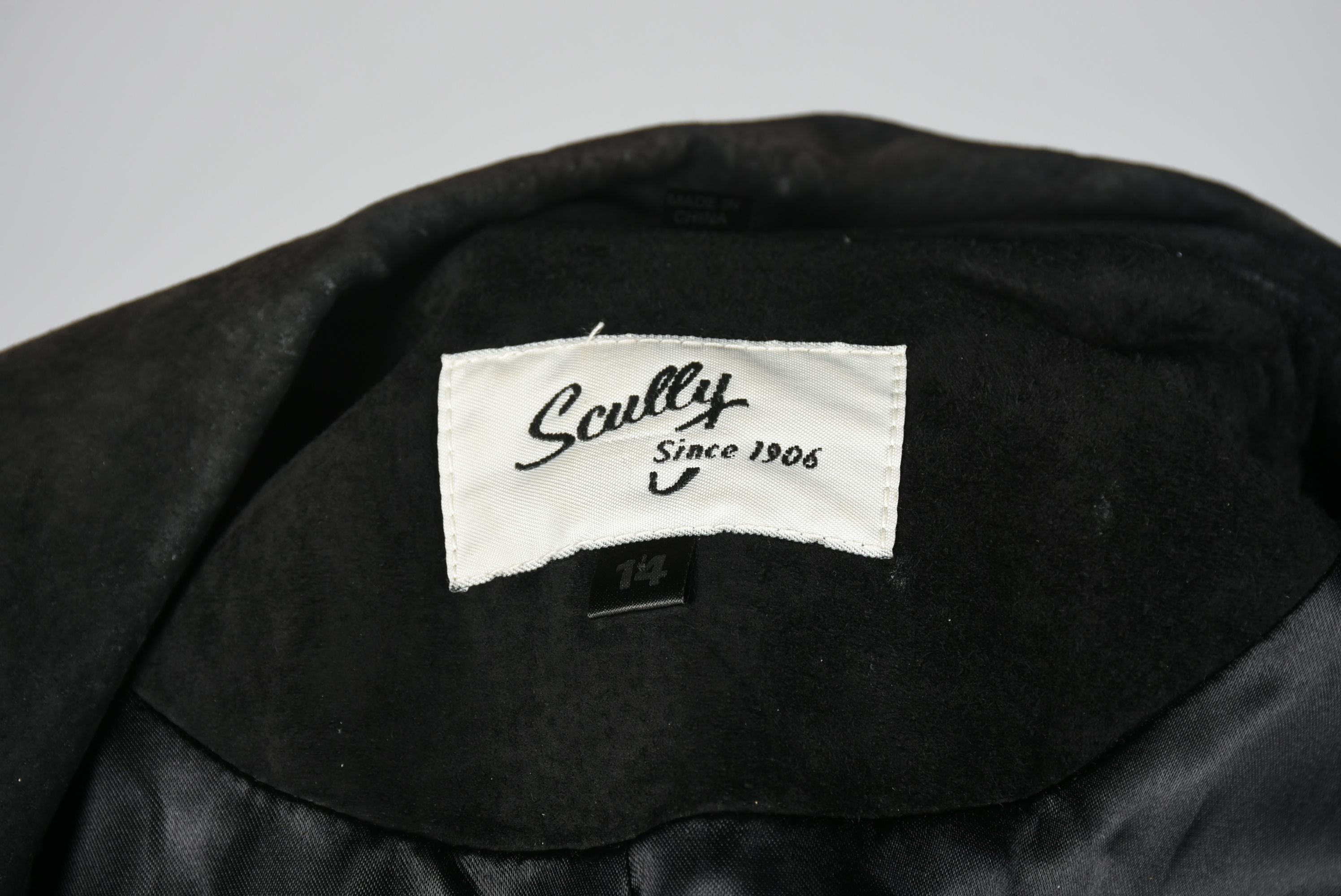 Scully Western Dress Black Suede Leather Coat Accented with Turquoise Stitching