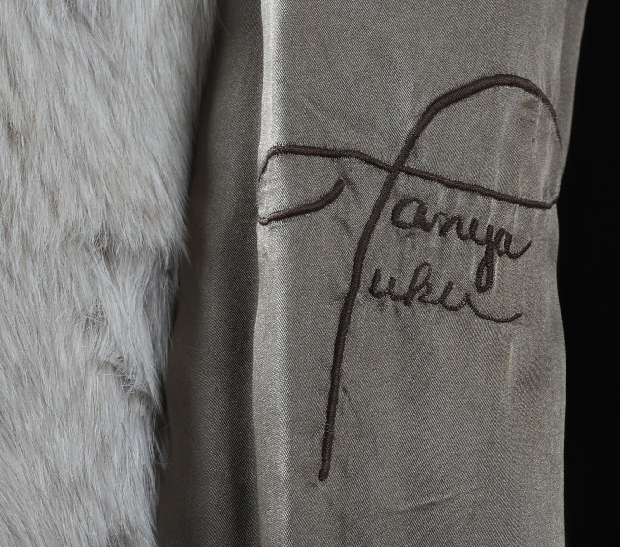 Fox Fur Stroller with Misspelled "Tanya Tuker" Embroidered Lining